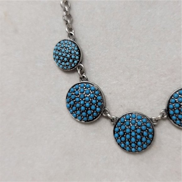 Fun Silver Tone Turquoise Choker Necklace - Picture 4 of 9